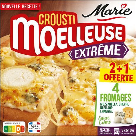 PIZZA CROUSTI  MOELLEUSE 4 FROMAGES  SURGELÉE MARIE