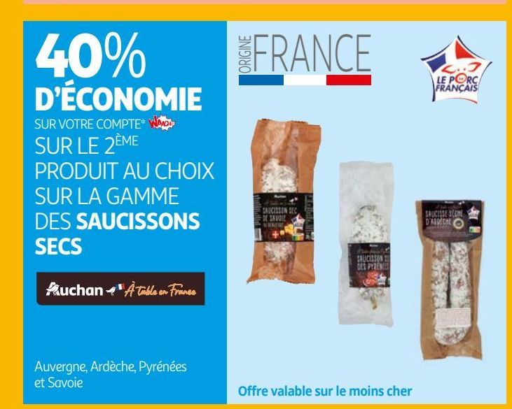 LA GAMME  DES SAUCISSONS  SECS  Auchan