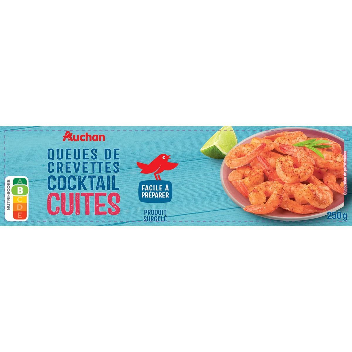 QUEUES DE CREVETTES "COCKTAIL" CUITES SURGELÉES AUCHAN