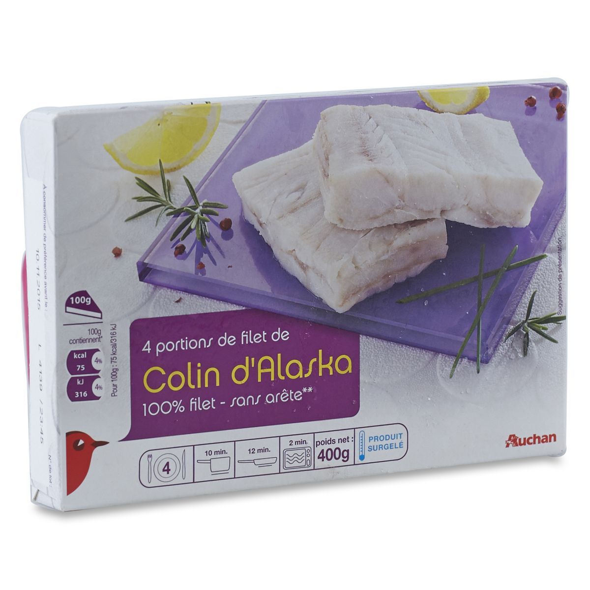 TRANCHES DE FILETS DE COLIN D'ALASKA CONGELÉ AUCHAN