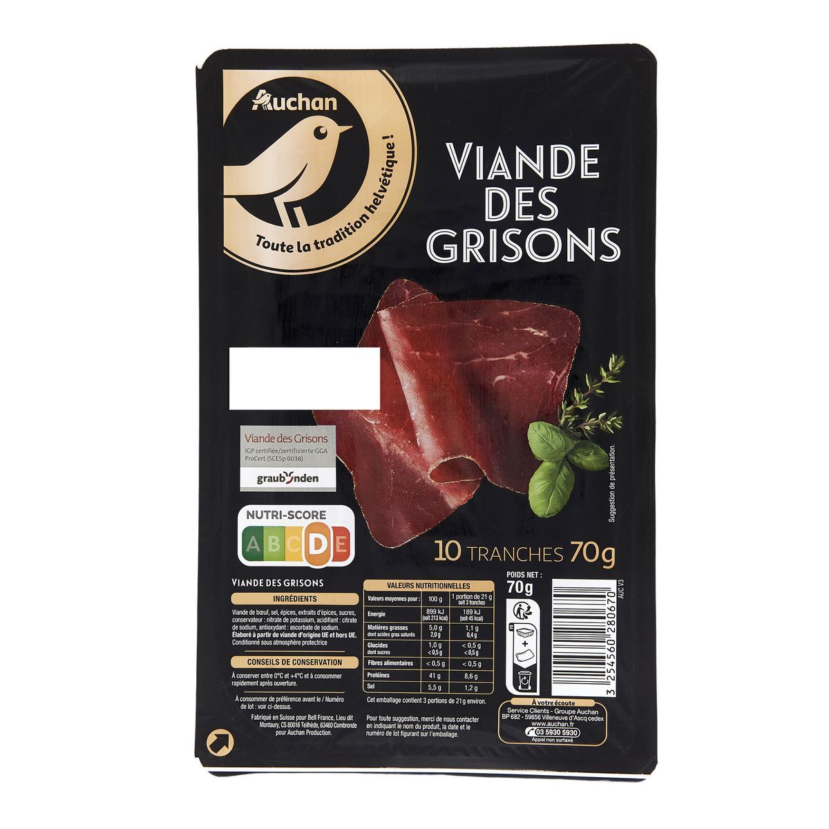 VIANDE DES GRISONS  AUCHAN GOURMET