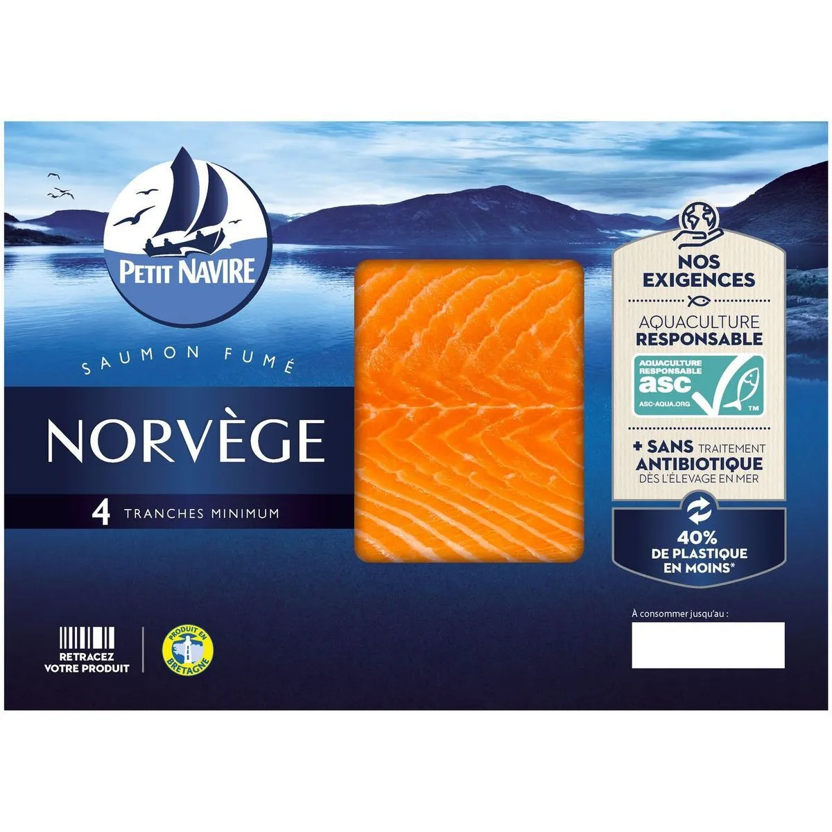saumon fumé  de norvège  petit navire