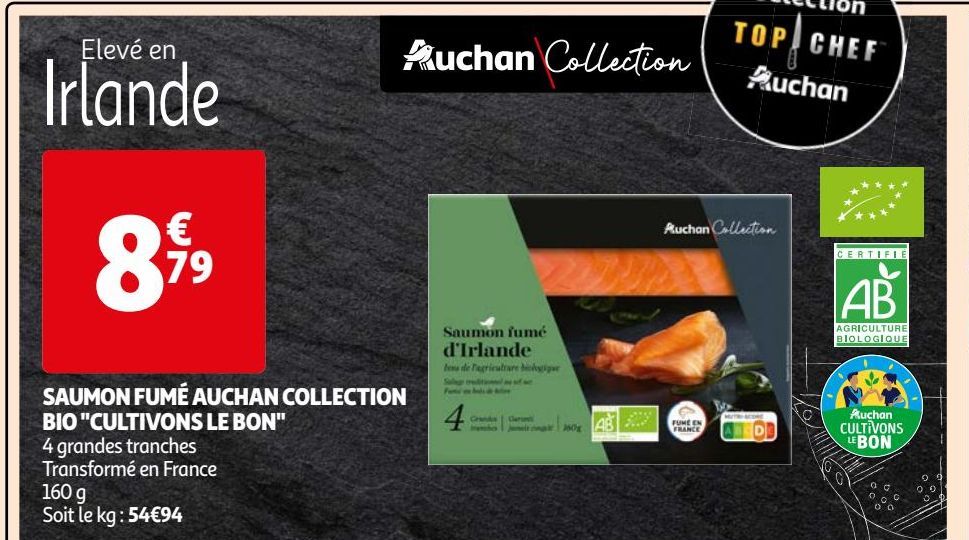 SAUMON FUMÉ AUCHAN COLLECTION  BIO "CULTIVONS LE BON"