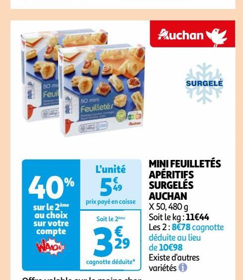 MINI FEUILLETÉS  APÉRITIFS  SURGELÉS  AUCHAN