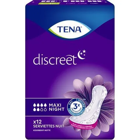 serviettes  incontinence maxi  night tena discreet