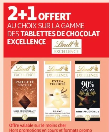 la gamme des tablettes de chocolat excellence lindt