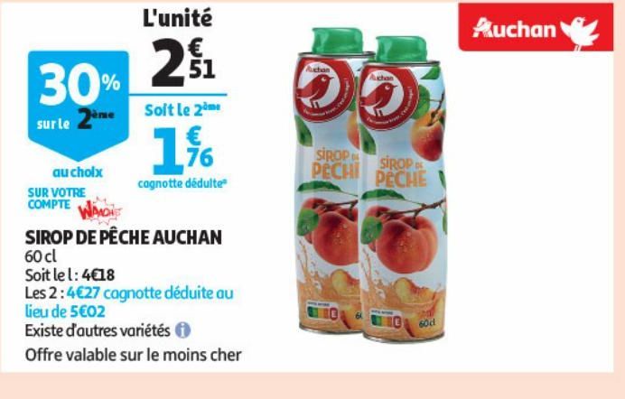 SIROP DE PÊCHE AUCHAN