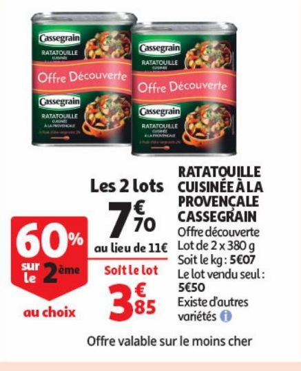 RATATOUILLE CUISINÉE À LA PROVENÇALE CASSEGRAIN