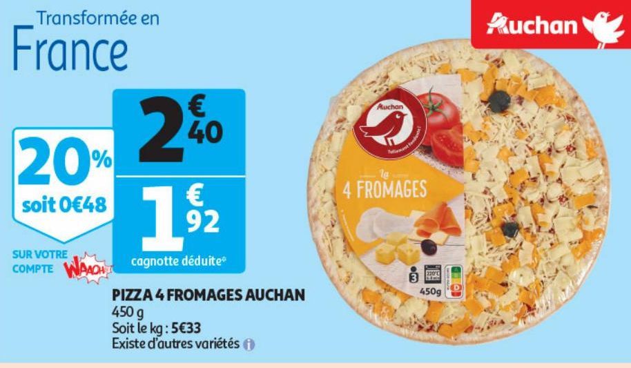 PIZZ 4 FROMAGES AUCHAN