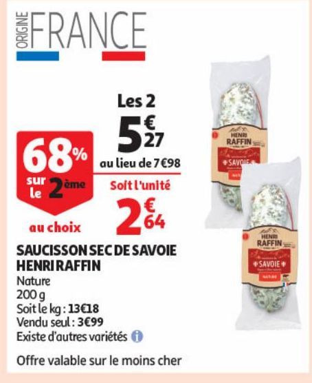 SAUCISSON SEC DE DAVOIE HENRI RAFFIN