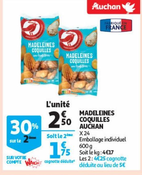 MADELEINES COQUILLES AUCHAN