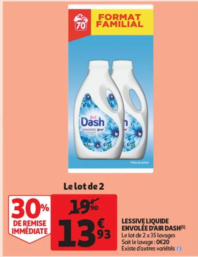 Promo Lessive Liquide Dash -40% De Réduction Immédiate chez E.Leclerc 