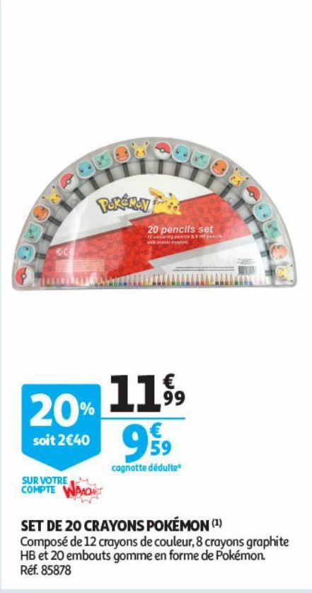 Set de 20 crayons Pokémon