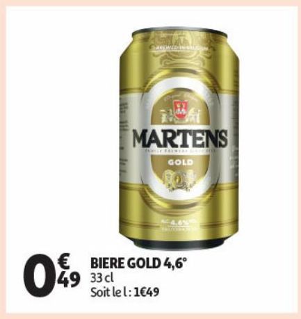Bière Gold 4,6º Martens