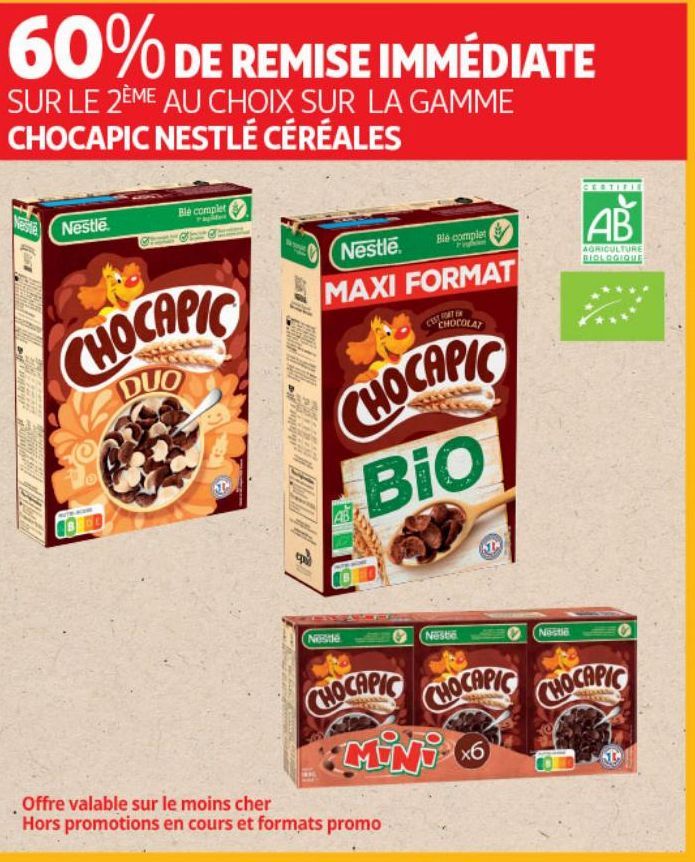 SUR LA GAMME CHOCAPIC NESTLÉ CÉRÉALES 