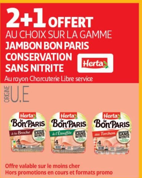 SUR LA GAMME JAMBON BON PARIS CONSERVATION SANS NITRITE Herta