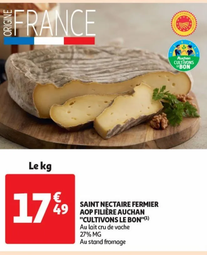 saint nectaire fermier aop filière auchan ¨cultivons le bon¨