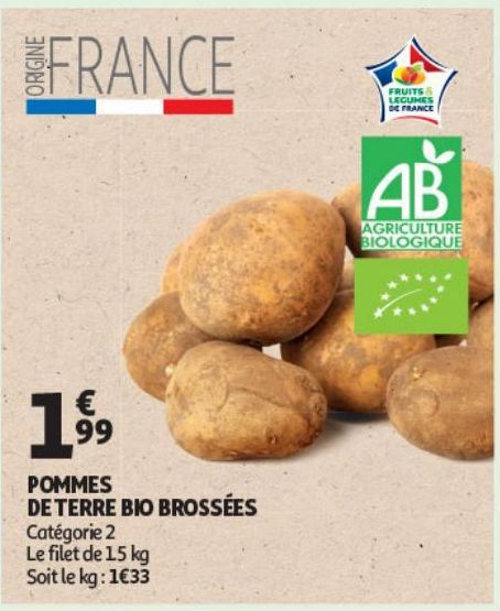 POMMES DE TERRE BIO BROSSÉES