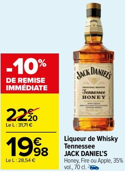 Liqueur de Whisky Tennesse JACK DANIEL'S 
