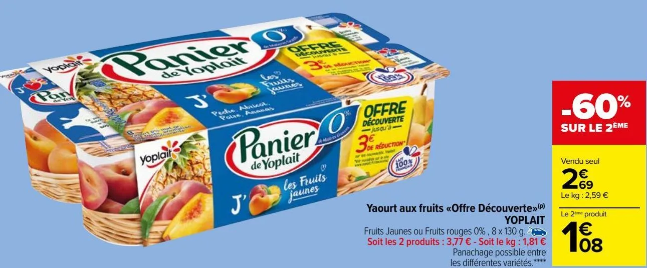 yaourt aux fruits ''offre découverte'' yoplait 