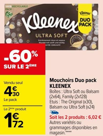 Mouchoirs Duo pack KLEENEX 