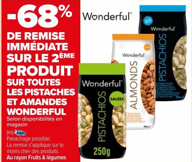 SUR TOUTES LES PISTACHES ET AMANDES WONDERFUL 