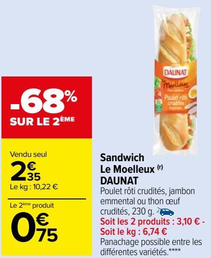 Sandwich Le Moelleux DANAUT 