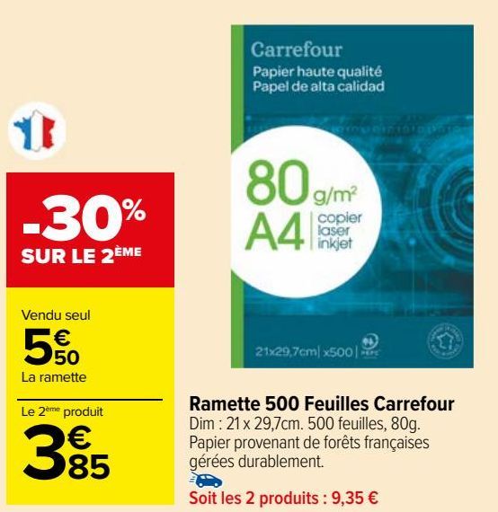 Ramette 500 Feuilles Carrefour 