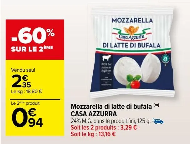 mozzarella di latte di bufala casa azzurra 