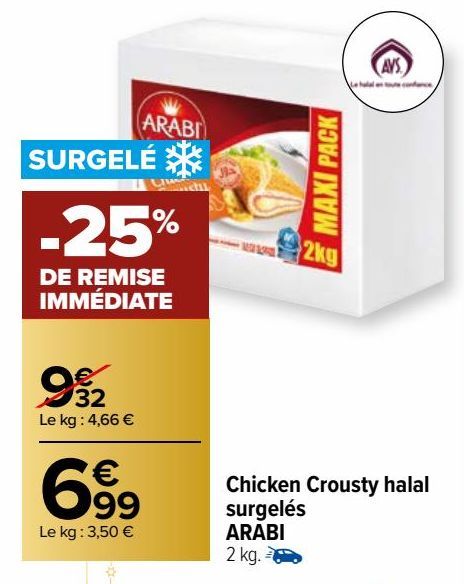 Chicken Crousty halal surgelés ARABI