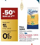 Pates SAMIA offre à 1,15€ sur Carrefour Market