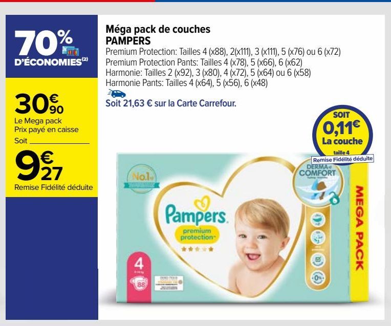 Mega pack de couches Pampers