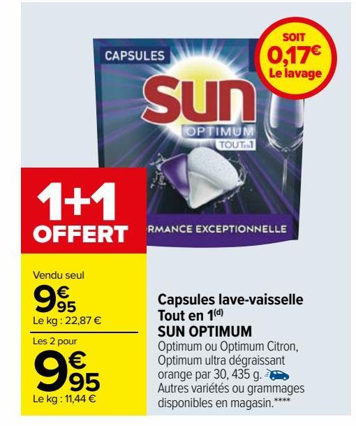 Capsules lave-vaisselle Tout en 1 Sun Optimum