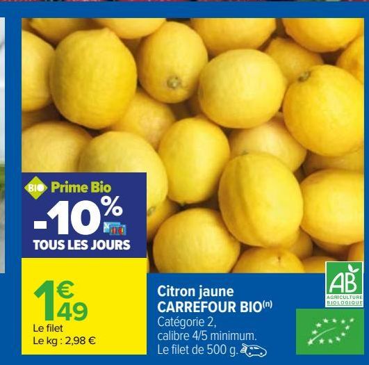 citron jaune CARREFOUR BIO