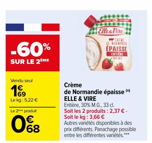 crème de Normandie epaisse ELLE & VIRE