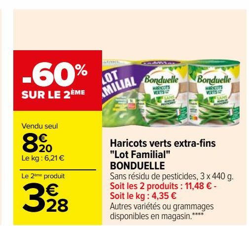 haricots verts extra-fins Lot Familial Bonduelle