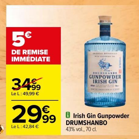 Irish gin Gunpowder DRUMSHANBO