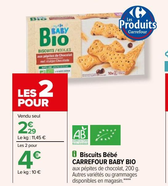 biscuits Bebe Carrefour Baby Bio