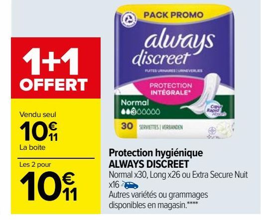 Protection hygienique ALWAYS DISCREET