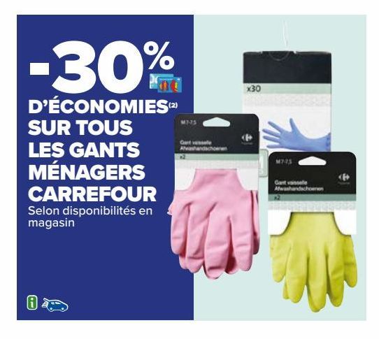 Tous les gants menagers Carrefour