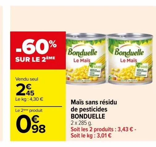 maïs sans residu de pesticides bonduelle