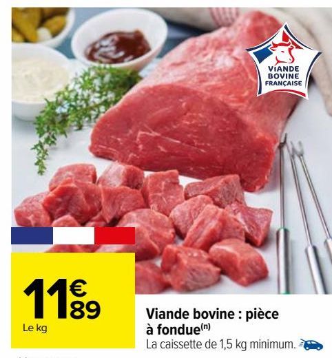 viande bovine; piece a fondue