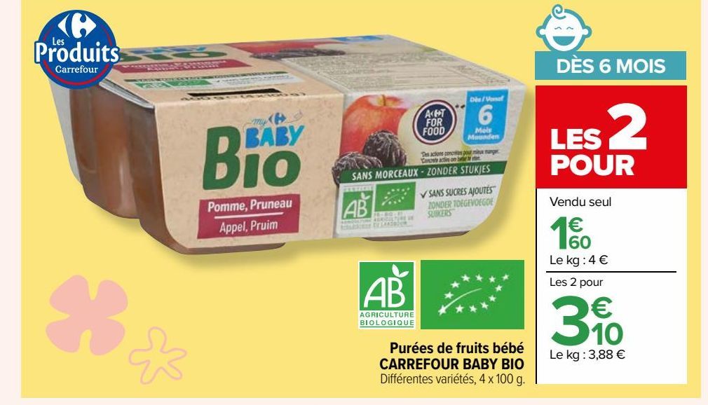 purée de fruits bebe Carrefour Baby Bio