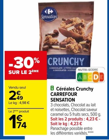 céréales Crunchy Carrefour Sensation