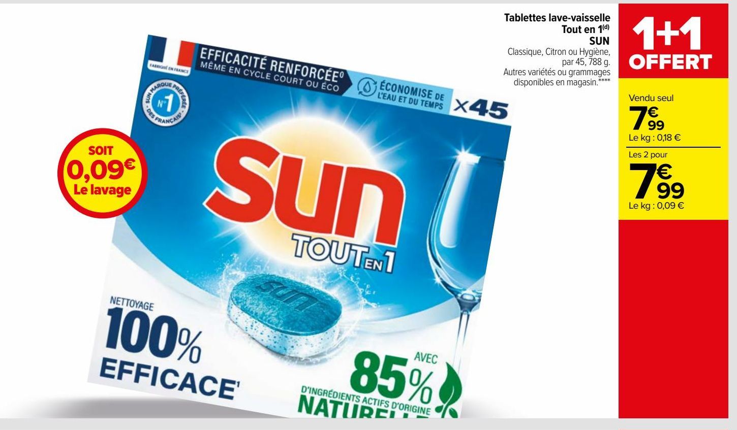 Tablettes lave-vaisselle tout en 1 Sun