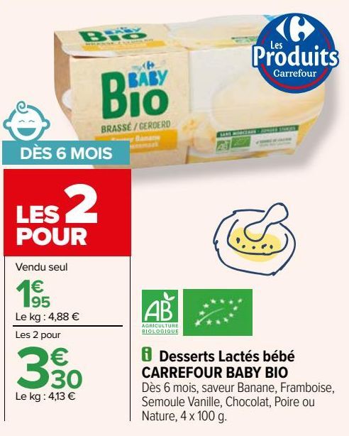 desserts Lactes bebe Carrefour Baby Bio