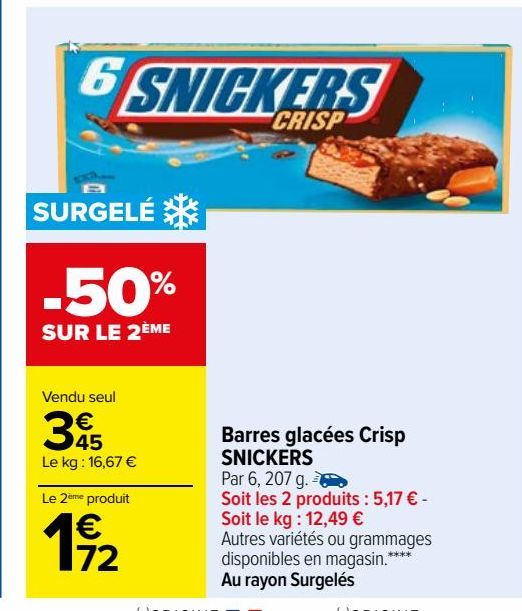 barres glacees Crisp Snickers