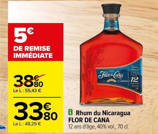 rhum du Nicaragua FLOR DE CANA