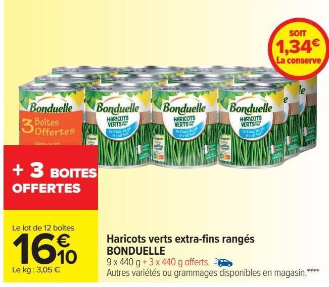 Haricots verts extra-fins rangés BONDUELLE