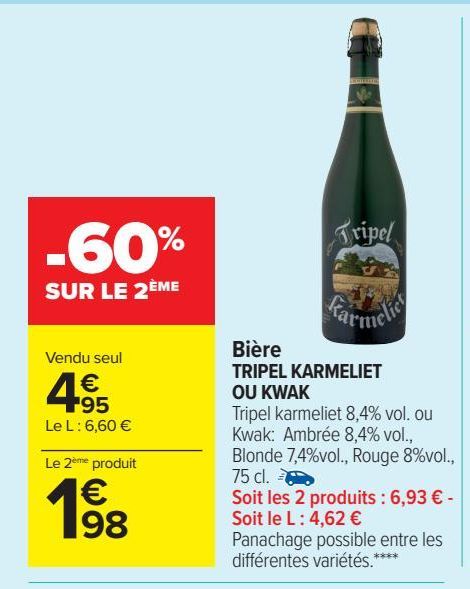 Bière TRIPEL KARMELIET OU KWAK